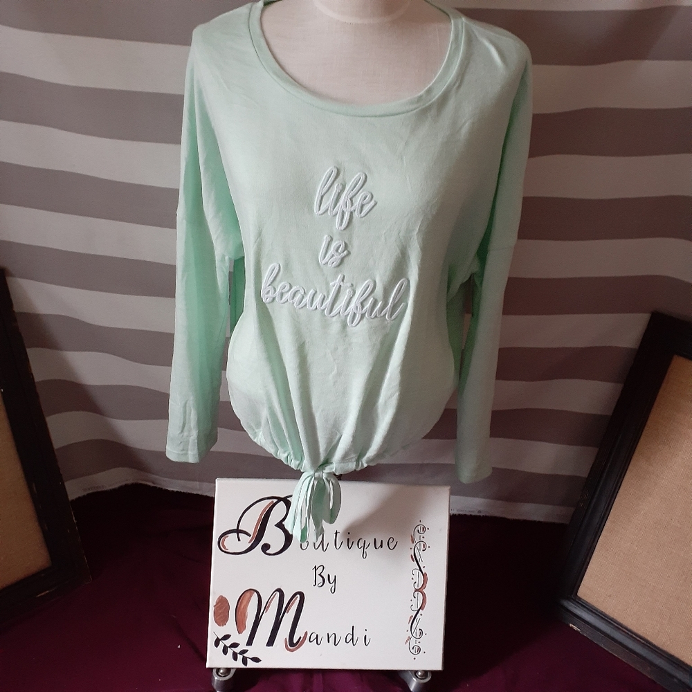 Mint Soft Lounge Life Is Beautiful Top Comfy